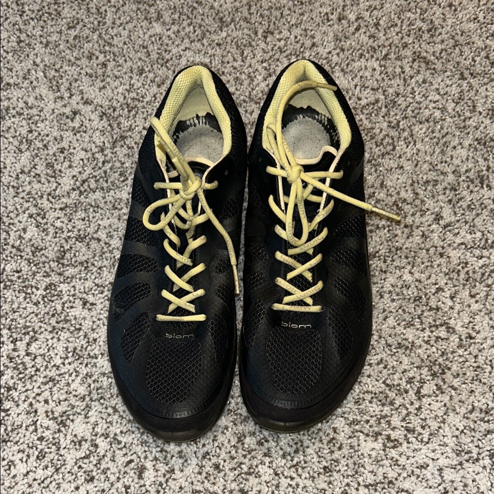 Ecco Biom Black and Lime Yellow Sneakers